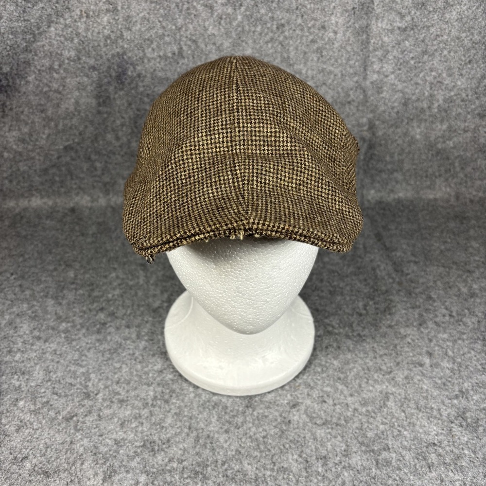 Giovannio Mens Flat Cap Brown Houndstooth Wool Blend Adjustable Ivy Hat Fair